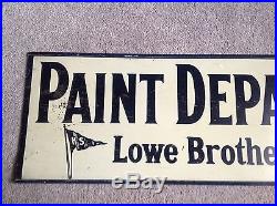 Vintage Lowe Brothers Paint Department Sign Double Sided Metal
