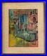 Vintage MCM Abstract Paris Street Scene Oil Painting Signed Framed Mid Century