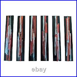 Vintage MCM Debora Wayne Fused Glass Hanging Abstract Rectangle Paintings Signed