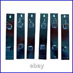 Vintage MCM Debora Wayne Fused Glass Hanging Abstract Rectangle Paintings Signed
