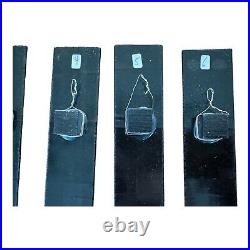 Vintage MCM Debora Wayne Fused Glass Hanging Abstract Rectangle Paintings Signed