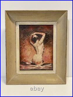 Vintage MCM Painting On Board Signed And Framed