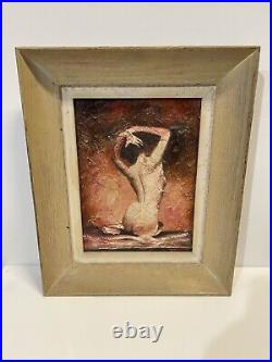 Vintage MCM Painting On Board Signed And Framed