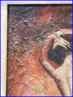 Vintage MCM Painting On Board Signed And Framed