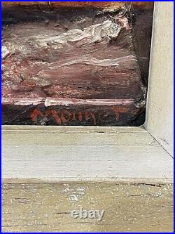 Vintage MCM Painting On Board Signed And Framed