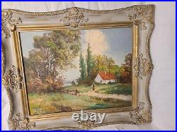 Vintage MC Autum Country Dirt Road Landscape Painting Oil/board Signed Saitto