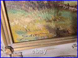 Vintage MC Autum Country Dirt Road Landscape Painting Oil/board Signed Saitto