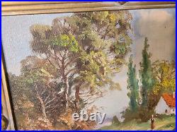 Vintage MC Autum Country Dirt Road Landscape Painting Oil/board Signed Saitto