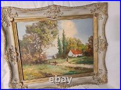 Vintage MC Autum Country Dirt Road Landscape Painting Oil/board Signed Saitto