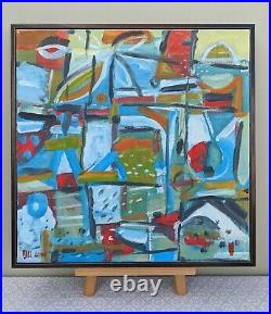 Vintage MID Century Expressionist Framed Oil Abstract Painting Equinox