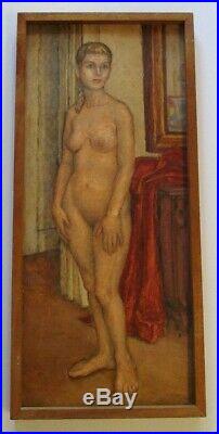 Vintage MID Century Female Nude Painting Blonde Model 1950's Signed Mattson