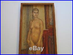 Vintage MID Century Female Nude Painting Blonde Model 1950's Signed Mattson