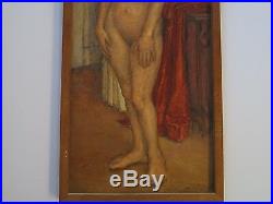 Vintage MID Century Female Nude Painting Blonde Model 1950's Signed Mattson