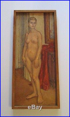 Vintage MID Century Female Nude Painting Blonde Model 1950's Signed Mattson