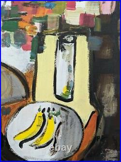 Vintage MID Century Impressionist Cubist Oil Abstract Still Life Blossom