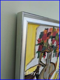 Vintage MID Century Impressionist Cubist Oil Abstract Still Life Blossom