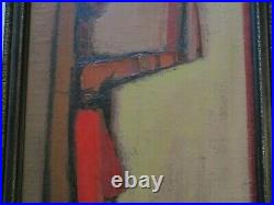 Vintage MID Century Modern Painting Abstract Cubist Figure Cubism Expressionism