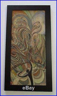Vintage MID Century Modern Painting Abstract Expressionism Cubism Geometric Old