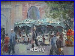 Vintage MID Century Modern Painting French France Impressionist City Urban 1950
