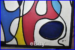Vintage MODERNIST ABSTRACT OIL PAINTING MID CENTURY SIGNED DPT 68