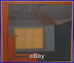 Vintage MODERNIST Henry Finn NEWPORT RI Geometric WINDOW Oil Painting Abstract
