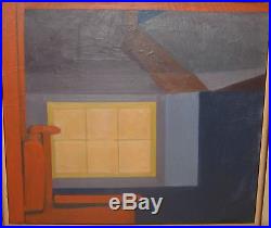 Vintage MODERNIST Henry Finn NEWPORT RI Geometric WINDOW Oil Painting Abstract