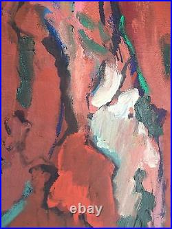 Vintage MODERNIST Portrait ABSTRACT OIL PAINTING Mid Century Modern