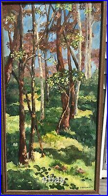 Vintage MODERNIST Woods LILLIAN MAXWELL ABSTRACT OIL PAINTING Mid Century Modern