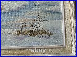 Vintage M. G. Foulke Winter Landscape With Deer Oil Painting Signed/Framed