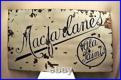 Vintage Macfarlane Vala Paints Porcelain Enamel Sign Board Advertising Collectib
