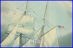 Vintage Maritime Sail Boat American Watercolor Painting Signed Earle G Barlow
