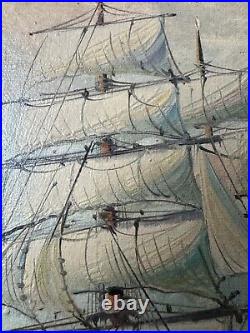 Vintage Maritime Sailing Ship Painting signed
