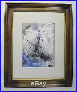 Vintage Marjorie SIGNED Wayne Sessions School Abstract Watercolor Painting yqz