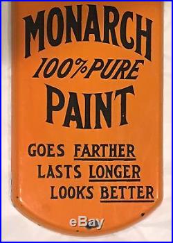 Vintage Martin-Senour Monarch Paint Porcelain Enameled Thermometer Sign nice