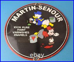 Vintage Martin Senour Paints Porcelain Mickey Service Station Gas Oil Pump Sign