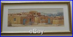 Vintage Martin Signed Painting Native American Indian Adobe Taos Pueblo Original