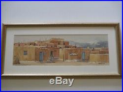 Vintage Martin Signed Painting Native American Indian Adobe Taos Pueblo Original