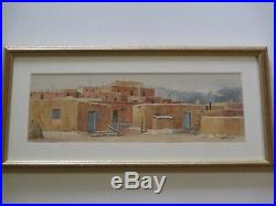 Vintage Martin Signed Painting Native American Indian Adobe Taos Pueblo Original