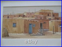 Vintage Martin Signed Painting Native American Indian Adobe Taos Pueblo Original