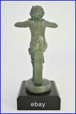 Vintage Mascot Max Le Verrier Fauna Statue Figure Flute Sign MIC Stone Rare 1930