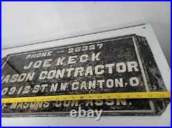 Vintage Mason Contractor Advertising Sign Reverse painted glass/ metal 25.5x12