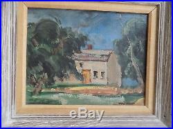 Vintage Max Weber Modernist Oil painting house scene (1940's) Signed