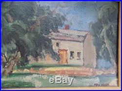 Vintage Max Weber Modernist Oil painting house scene (1940's) Signed
