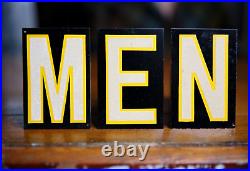 Vintage Mens Bathroom Restroom Metal Sign Smaltz Paint NOS Not Porcelain