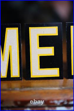 Vintage Mens Bathroom Restroom Metal Sign Smaltz Paint NOS Not Porcelain