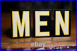 Vintage Mens Bathroom Restroom Metal Sign Smaltz Paint NOS Not Porcelain