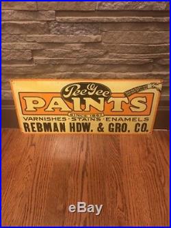 Vintage Metal Advertising Sign Pee Gee Paints, Stains, Hardware, Grocery