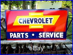 Vintage Metal Chevy CHEVROLET USED CARS Parts Service Gas 36 Hand Painted Sign