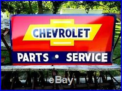 Vintage Metal Chevy CHEVROLET USED CARS Parts Service Gas 36 Hand Painted Sign