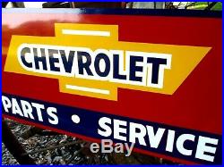 Vintage Metal Chevy CHEVROLET USED CARS Parts Service Gas 36 Hand Painted Sign